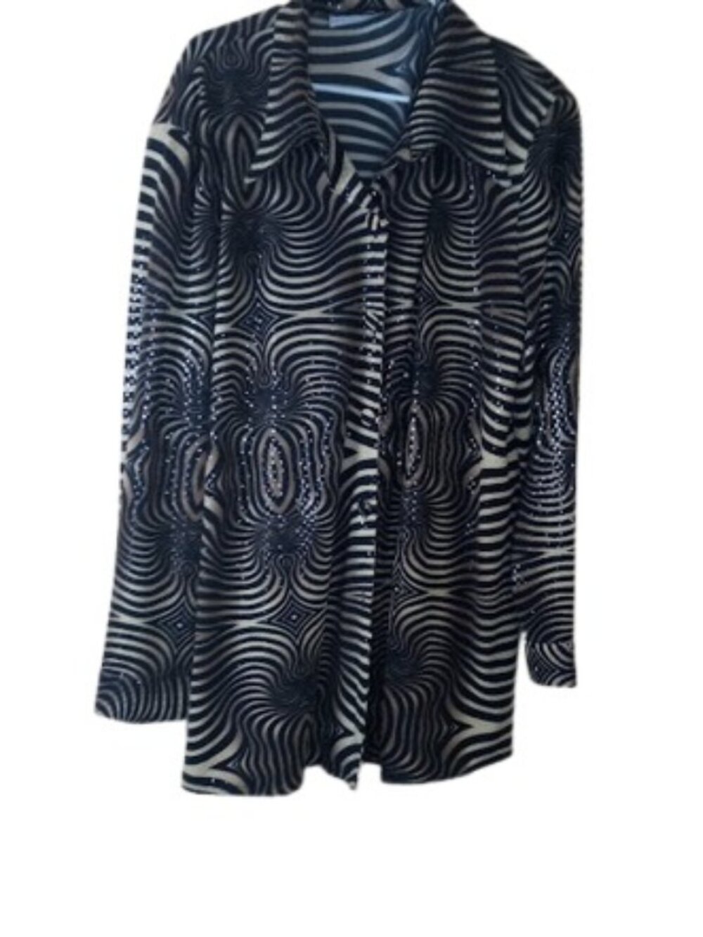 Vintage Sole Dior Studio Womens Shirt Jacket Brown Swirl Print Coated Plus 2X
